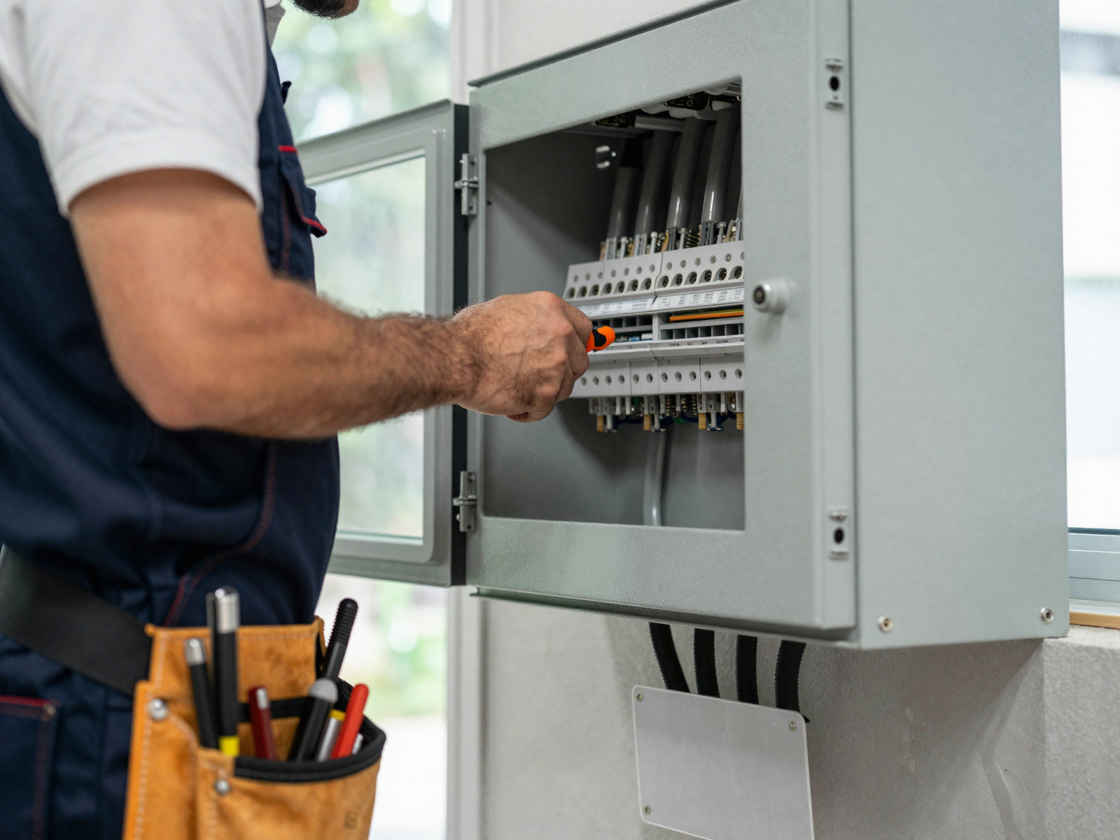 Electrician working on panel upgrade